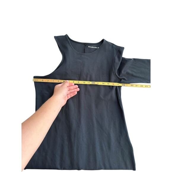 Abercrombie & Fitch Women's Black Asymmetrical One Shoulder Ponte Mini Dress XL - Picture 3 of 5